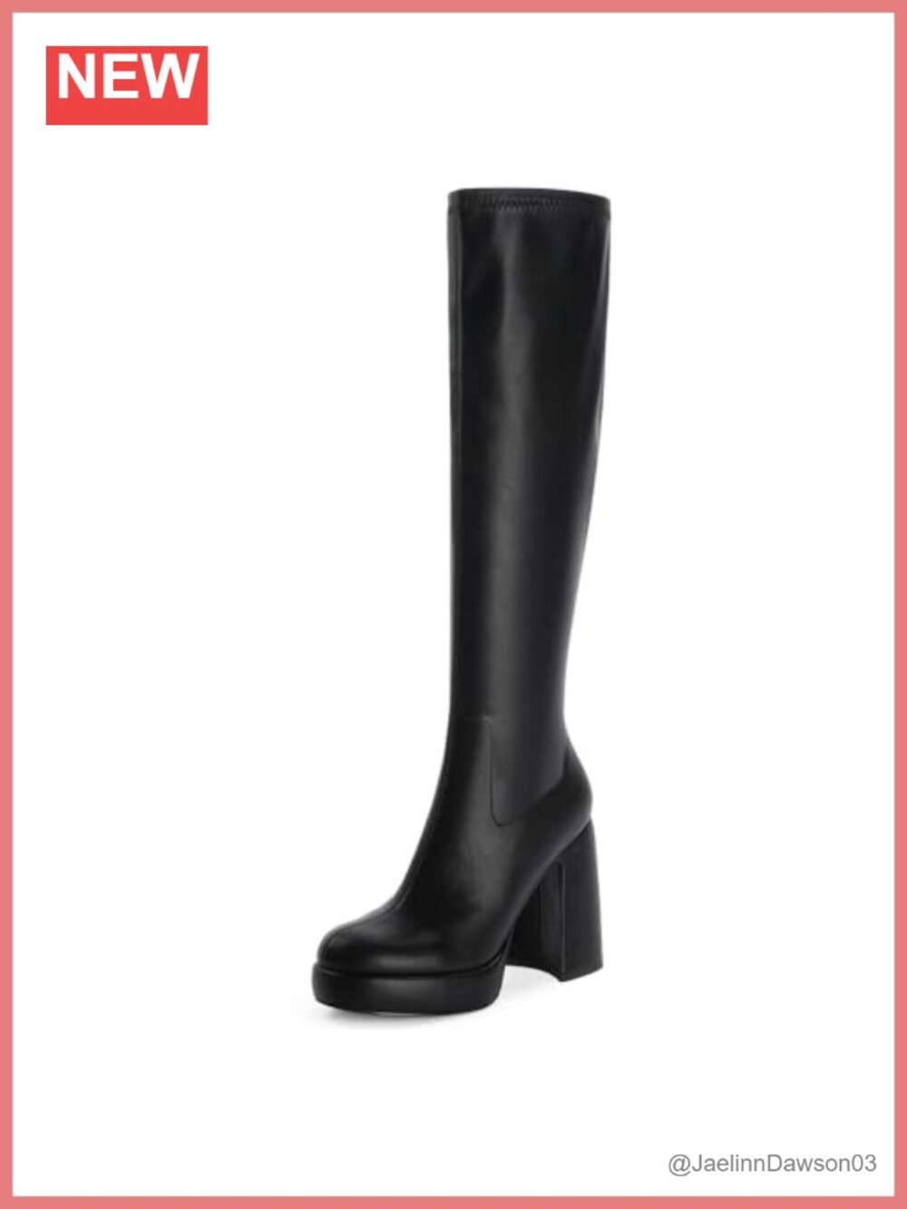 Women's Platform Knee High Boots Chunky Heel Rounded Toe PU Leather Side Zipper